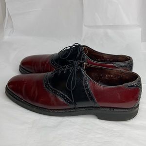 Allen Edmonds size 10 1/2 C red/black leather lace up tie loafers gently used